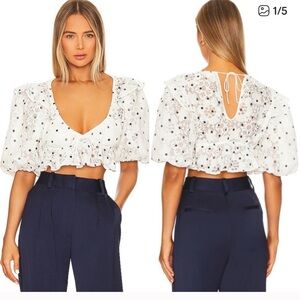 For Love And Lemons Glenn  Lace Polka Dot Crop Top -sold out on revolve
